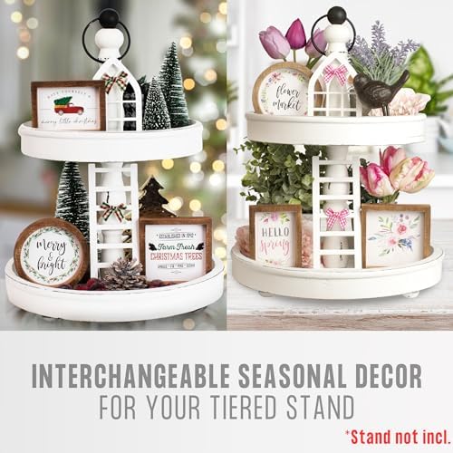 The Ultimate Farmhouse Christmas Tiered Tray Decor Set - Beautiful Year Round Seasonal & Halloween Holiday Decoration - Image 3