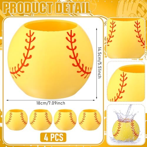 LemonRoad 4 Pcs Softball Centerpieces for Table, 7.09 x 7.09 x 5.71 Inches - Image 3