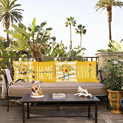 YeeJu Set of 4 Sunflower Pillow Covers 26x26 Spring Summer Pillow Covers Yellow Floral Throw Pillow Covers Cushion Covers Square Pillow Cases for Couch Sofa Patio Outdoor Home Decorations(26 Inch) - Image 4