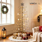 VINGLI 6FT Metal Christmas Ornament Tree, Wrought Iron Display Stand Black - Image 4