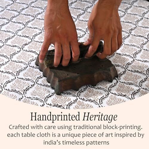 CPC Sandstone Regal Tablecloth 100% Cotton 80x120 Inch Indian Block Print Rectangle Table Cover, Table Cloth for Gifting in Weddings, Halloween, Fall, Christmas, Thanksgiving - Image 5