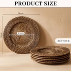 6 Pack 13" Rattan Charger Plate, Brick Brown, Classic - Image 2