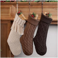 steo spce 3 Pack Farmhouse Christmas Stockings – Large 18” Rustic Boho Vintage Cable Knit Holiday Stockings in Brown and White Neutral Tones for Fireplace Mantel Hanging Family Décor by steo+spce