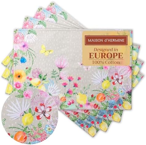 Maison d' Hermine Placemats Set of 4 Reusable 100% Cotton (13"x19") by MaisondHermine