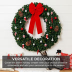 Best Choice Products 60in Large Artificial Pre-Lit Fir Christmas Wreath Holiday Accent Decoration w/ 375 Multicolor Lights, 930 PVC Tips - Image 3