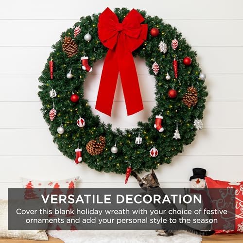 Best Choice Products 60in Large Artificial Pre-Lit Fir Christmas Wreath Holiday Accent Decoration w/ 375 Multicolor Lights, 930 PVC Tips - Image 3