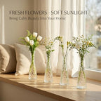 12 Pcs Diamond Pattern Glass Bud Vases, Clear Small Single Stem Flower Vase, Table Centerpiece Decor Vase for Wedding Party Home Kitchen Office Decoration Gift - Image 5