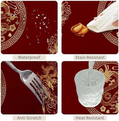 70x90inches Chinese Zodiac Dragon Lunar Tablecloth Happy Chinese New Year Asian Golden Dragon Cloud Print Table Cloth Washable and Reusable Fabric Table Cover for Kitchen Dining Home Decor - Image 4