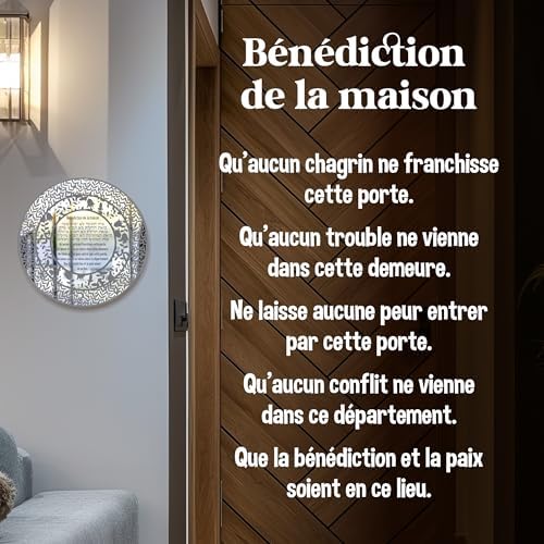 Jewish Home Blessing Bénédiction De La Maison Handmade Jewish Gifts Hebrew and French Engraving, Judaica Gifts Wall Art Decor Plexiglass - Made in Canada by Local Jewish Artisan (Silver Mirror) - Image 3