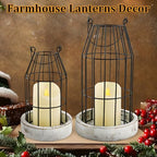 Farmhouse Lantern Decor Rustic Home Decor Lanterns with Flameless Candles - Image 6