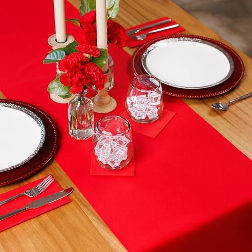 American Homestead Paper Table Runner Roll - 78 ft. Disposable Linen-Like Table Cover Roll - 20 Perforated Table Runners (16" x 48") for Parties, Weddings, and Events - Red - Image 2