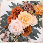 2 Pcs Fall Arch Flowers Swag Burnt Orange Rust Rose Garland Decor - Image 5