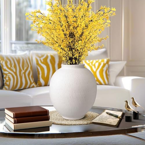 Large Ceramic Vase White Flower Vase,9.8 Inch Tall Big Round Vase by Unknown