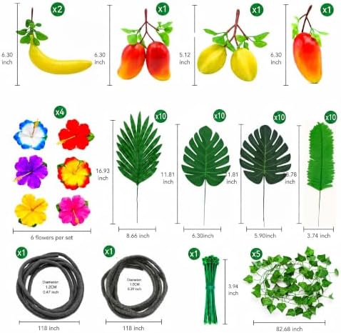 77PCS Tropical Jungle Decor Kit for Luau, Safari & Baby Shower - Image 2