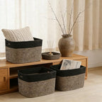 3 Pack Woven Baskets,Storage Baskets for Shelves with Handles - Image 4