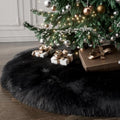 60 Inch Black Faux Fur Christmas Tree Skirt Plush Xmas Tree Base Cover by BSSN