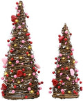 Valentines Day Rattan Table Tree Decor,Lighted Valentines Day Decorations by CRCZK