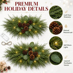 Yalikop 2 Pcs 24.5 Inch Christmas Swags with Light, Pine Cone - Image 2