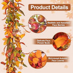 Montekin 6ft Artificial Thick Fall Berry Garland with Floral Flowers - Image 3