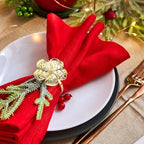 Bokon 50 Pcs Gold Napkin Rings Metal Napkin Holders Bulk, Flower - Image 6