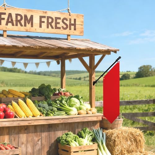Farm Stand Blank Flag with Pole Kit, 12x42 Inch Double-Layer Heavy-Duty 300D Polyester Banner, DIY Custom Sublimation Vinyl Flag for Garden, Yard, Events, or Outdoor Commercial Display (Red) - Image 4
