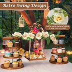 Wooden 3 Tier Cupcake Dessert Table Display Stand with Swing - Image 5