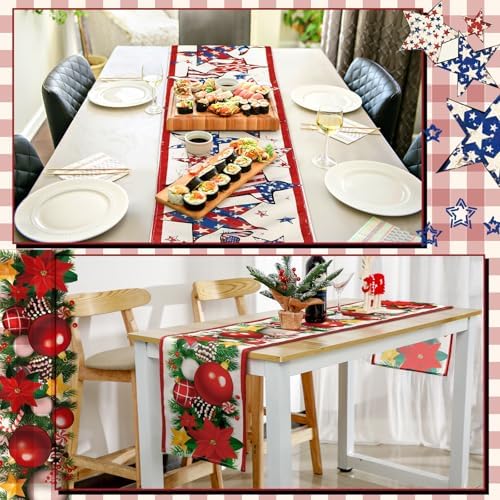 LemonRoad 8 Holiday Table Runner Farmhouse, 72 Inch Seasonal Decor - Image 2