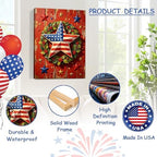 July 4th Patriotic Canvas Wall Art 4th of July USA Decorations American Flag Star Wreath Picture Wall Decor Independence Day Home Decor 20x24in - Image 4