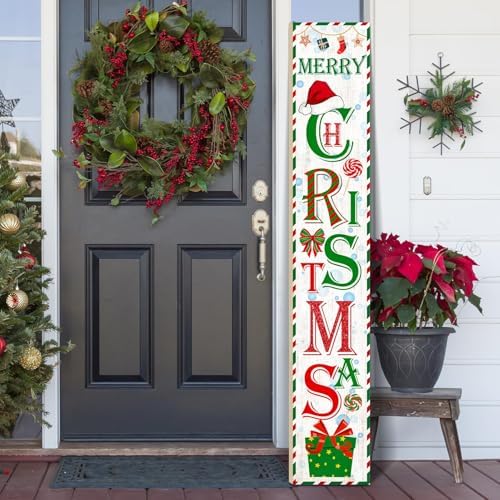 Welcome Porch Sign, Wooden, 47.2", Outdoor Front Door, Santa - Image 6