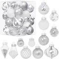 34PCS Silver/White Christmas Ball Ornaments Set for Tree Decor by MoonXmas
