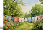 Vintage Laundry Room Wall Art,Laundry Line Oil Painting,Clothesline Laundry Room Decor,Laundry Clothesline Print,Clothes Hanging on Clothesline Picture,Rustic Farmhouse Decor20x30inch Framed Art by Unknown