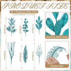 66 Pcs Teal Christmas Glitter Picks and Sprays - Image 2