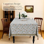 CPC Harvest Bloom Block Print 100% Cotton Rectangle Tablecloth 54x54 Inch - Image 2