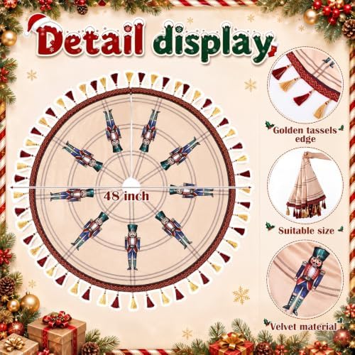 Blueweenly 48 Inch Christmas Tree Skirt Nutcracker Tree Skirt - Image 2