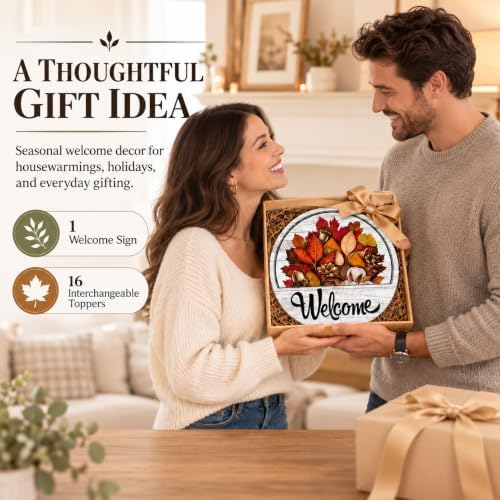 16 Pcs Interchangeable Welcome Sign for Front Door,12 Inch Wood Decor - Image 7