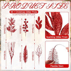66 Pcs Red Christmas Glitter Picks and Sprays - Image 3
