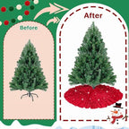 Red Tree Skirt 45 Inch Sequin Christmas Tree Skirt Ruffle - Image 4