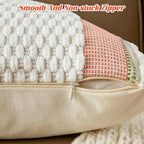 AmHoo Set of 2 Chenille Striped Textured Boho Throw Pillow Covers Aesthetic with Tassels Woven Decorative Pillow Case for Couch Bed Sofa Bedroom Modern Funky 18 x 18-Inch White Orange - Image 3