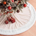 Skylety 48" Velvet Christmas Tree Skirt with Faux Fur Trim,Cream White by Skylety