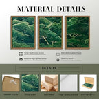 Japanese Nature Forest Wall Art Set of 3, Sage Green Moss Botanical Canvas Wall Decor Paintings, Vintage Mountain Landscape Zen Artwork Pictures Prints for Living Room Bedroom 12x16 Inch Framed - Image 3