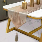 Luxury Champagne Table Runner 72 Inches Long, Modern Abstract Striped by Fullony
