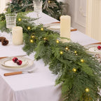 9 FT 2Pcs Prelit Realistic Faux Pine Cedar Garland for Christmas Decor Home - Image 4