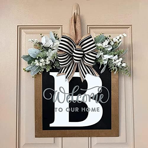 16'' Personalized Last Name Welcome Sign, Door Wreaths for Front Door Outside, Spring Wreath for Front Door Decor, Farmhouse New Home Gifts for Home (B) - Image 3