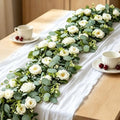 5Pcs 6Ft Artificial Eucalyptus Garland with White Roses Home Decoration by PlasticWelderKitforBumper