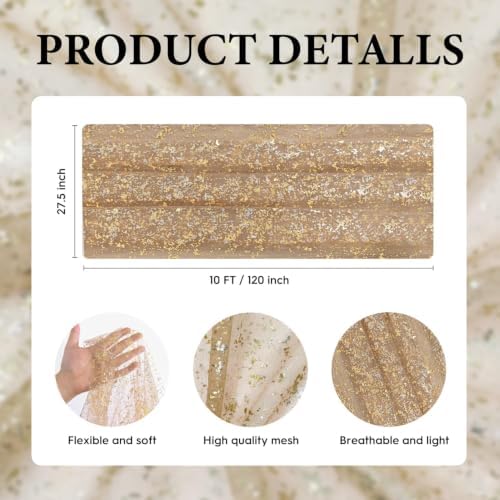 Artoid Mode 6PC Coffee Gold Gauze Table Runner 120 Inch 10FT, Glitter Metallic Foil Sheer Dining Wedding Anniversary Holiday Birthday Table Decor for Home Party - Image 7