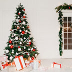 48Ft Christmas Wood Bead Garland Rustic Holiday Decor for Tree (White) - Image 6
