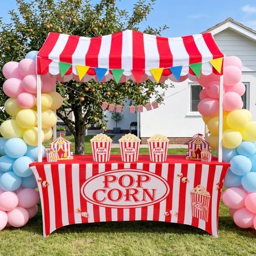 Frienda 6ft Popcorn Tablecloth Popcorn Stretch Table Cover Concession Stand - Image 4