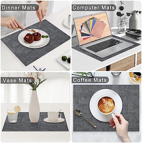 Homaxy PU Faux Leather Placemats for Dining Table, Set of 12, Dark Grey - Image 6
