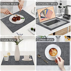 Homaxy PU Faux Leather Placemats for Dining Table, Set of 6, Dark Grey - Image 6