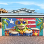 7 * 16ft Vibrant Puerto Rico Garage Door Banner, Tropical Island Style Decor Flag, Retro Castle Pattern Photo Backdrop, Cultural Pride Background for Outdoor Festival Holiday Garage Door Decoration - Image 4